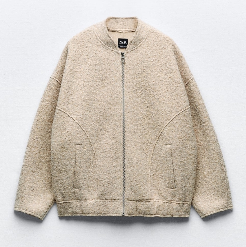 Zara Beige Bomber Jacket